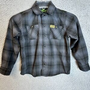 Dixxon Flannel Youth Size Small Shirt DFC Biker Shadow Plaid Button Down
